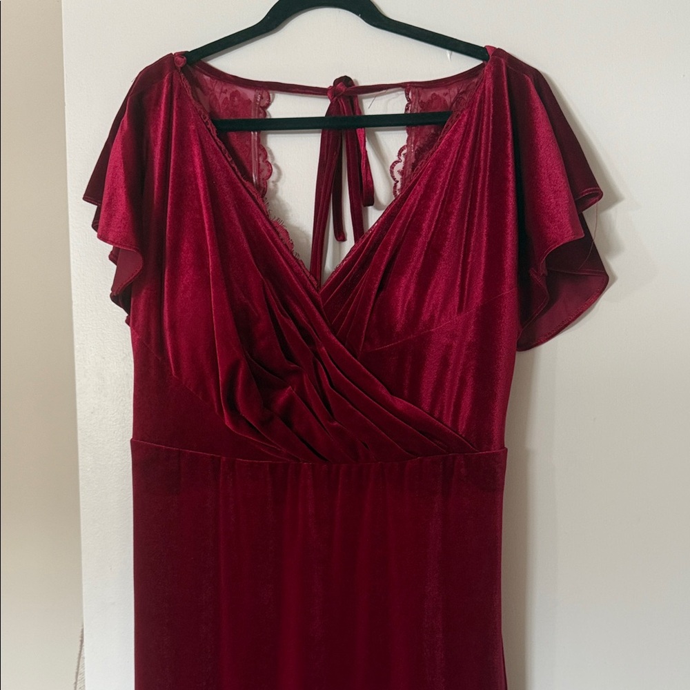 Burgundy Azazie Bellamy Velvet Dress
